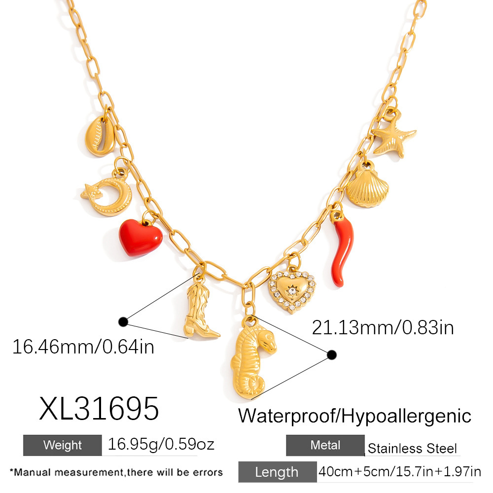 Colliers Pendentifs Oceanic En Acier Inoxydable Étanche Couleur Or Image2