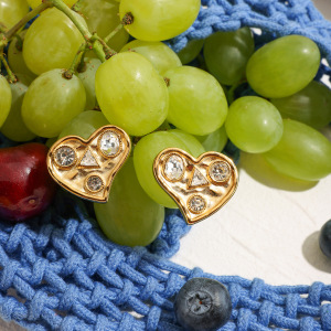 Boucles D'Oreilles Puces Rétro En Acier Inoxydable, Couleur Or, Étanches, En Forme De Cœur h5 Image6