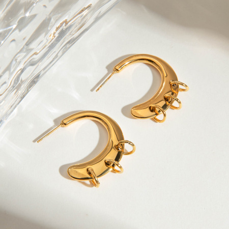 Boucles d'oreilles créoles en acier inoxydable couleur or Ins Style
