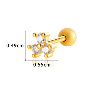 Boucles D'Oreilles Piercing Géométriques Simples En Cuivre Et Zircon Pour Femme, 1 Pièce h5 Image2