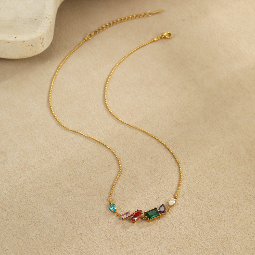1 Paire De Colliers Pendentifs Géométriques Simples Pour Femme, En Acier Inoxydable Étanche, Couleur Or, À Porter Au Quotidien Image4