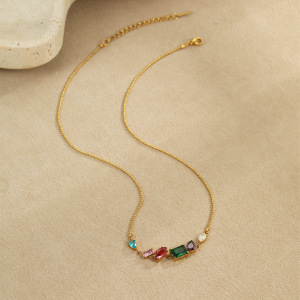 1 Paire De Colliers Pendentifs Géométriques Simples Pour Femme, En Acier Inoxydable Étanche, Couleur Or, À Porter Au Quotidien h5 Image4