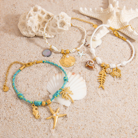 Bracelet DIY avec pendentif coquillage et étoile de mer 2