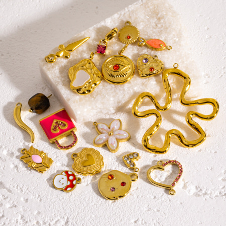 1 paire de pendentifs géométriques rétro en acier inoxydable couleur or pour femme, série simple 2