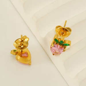 Boucles D'Oreilles Piercing En Acier Inoxydable Couleur Or, Étanches, À Motif Fraise h5 Image5