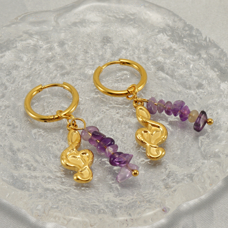 Boucles D'Oreilles Pendantes En Acier Inoxydable Étanche Couleur Or
