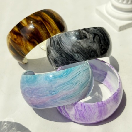 Bracelet jonc décontracté en acétate de couleurs mélangées pour femme, série simple, 1 pièce