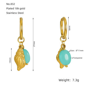 Boucles D'Oreilles Pendantes Oceanic En Acier Inoxydable Étanche Couleur Or h5 Image2