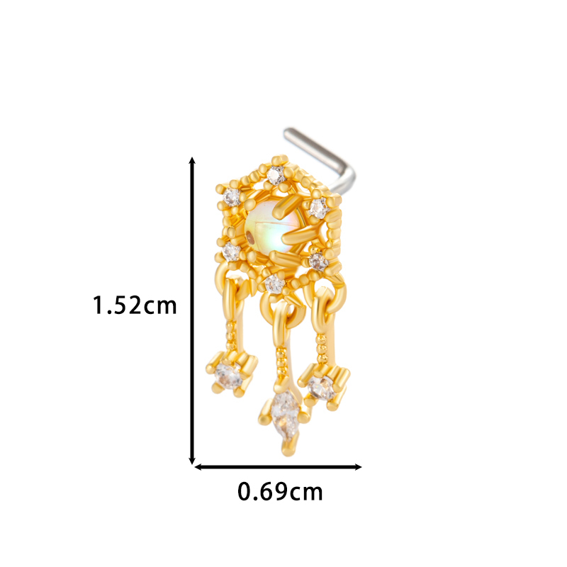 1 Pièce De Piercing De Nez Délicat En Cuivre Doré Et Zircon Pour Femme h5Image2