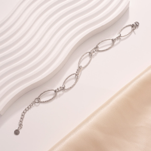 Bracelet Chaîne Ovale Classique Patchwork En Acier Inoxydable Étanche Couleur Or Pour Femme h5 Image6