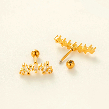 Boucles d'oreilles piercing couleur or cuivré étoile 2