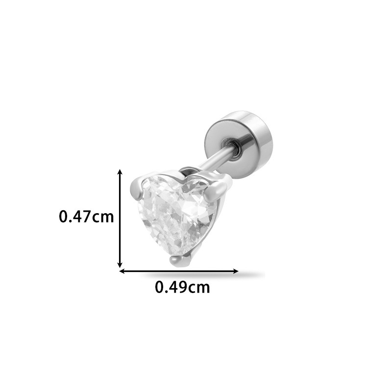 Boucles D'Oreilles Piercing En Acier Inoxydable Étanche Couleur Or Avec Zircon (1 Pièce) Image2