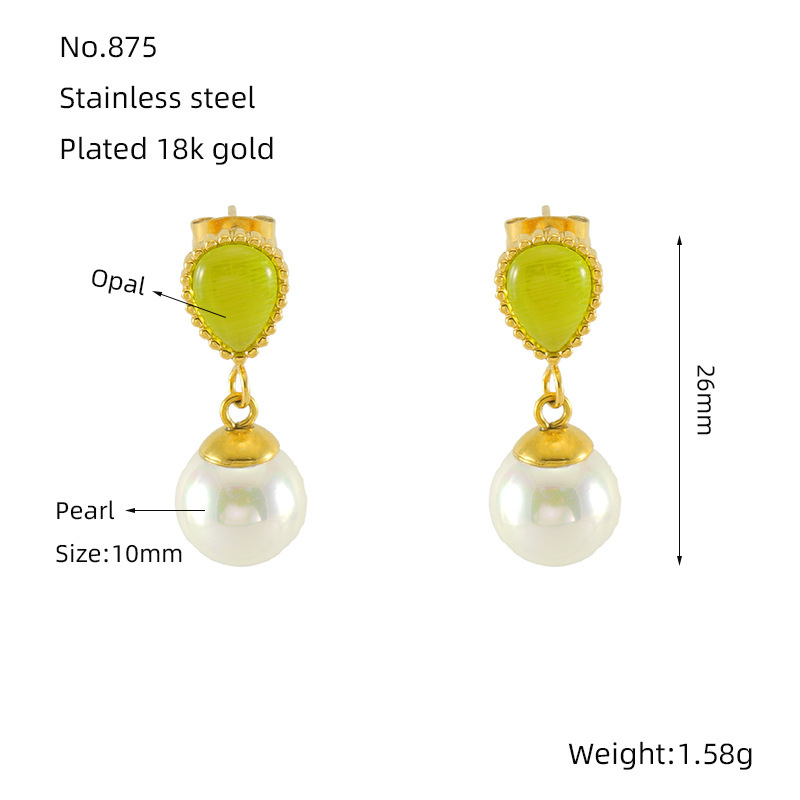 Boucles D'Oreilles Pendantes Élégantes En Acier Inoxydable Étanche Couleur Or Image2