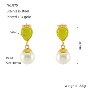 Boucles D'Oreilles Pendantes Élégantes En Acier Inoxydable Étanche Couleur Or h5 Image2