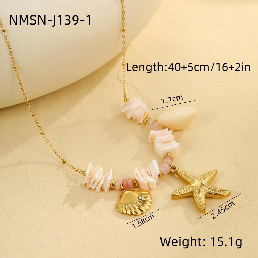 Colliers Pendentifs Pour Femmes, Design Créatif, Coquillage, Étoile De Mer, Couleur Or Image2