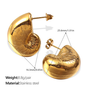 Boucles D'Oreilles Puces Simples En Acier Inoxydable Imperméable Couleur Or h5