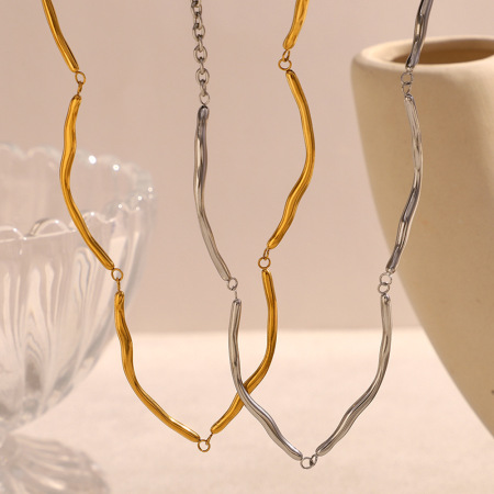 Colliers à maillons étanches en acier inoxydable pour femmes, collection Simple Series