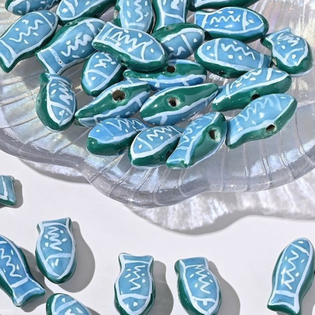 1 pièce de perle de bijoux en céramique de la série bleue 2
