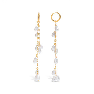 Boucles D'Oreilles Élégantes À Pompon En Acier Inoxydable Imperméable Et Perles Couleur Or h5 