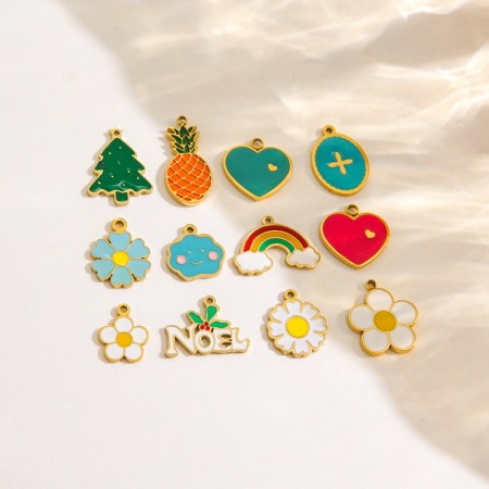 1 paire de pendentifs pour femmes, motif plante classique, en acier inoxydable étanche, série Simple