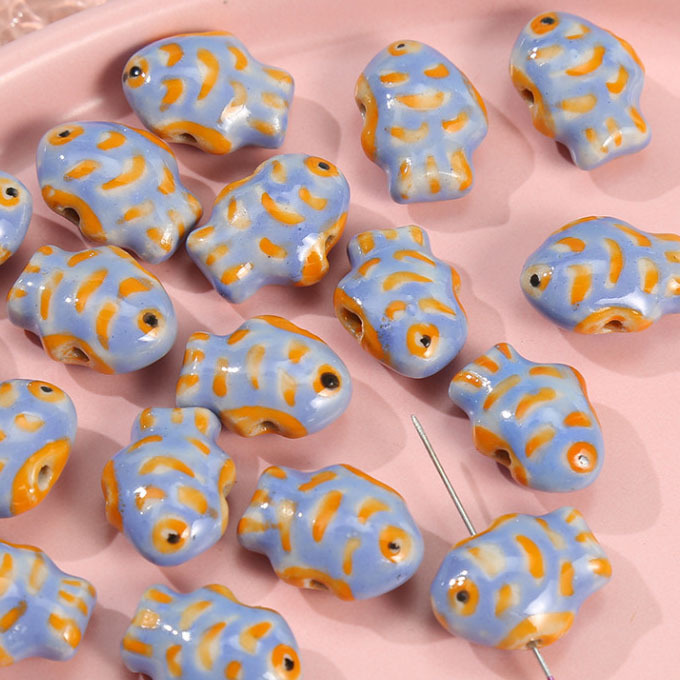 1 Pièce De Perle En Céramique En Forme De Poisson Pour Bijoux À Faire Soi-Même h5Image2