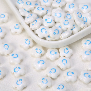 1 Pièce De Perle En Céramique À Faire Soi-Même Avec Visage Souriant h5 