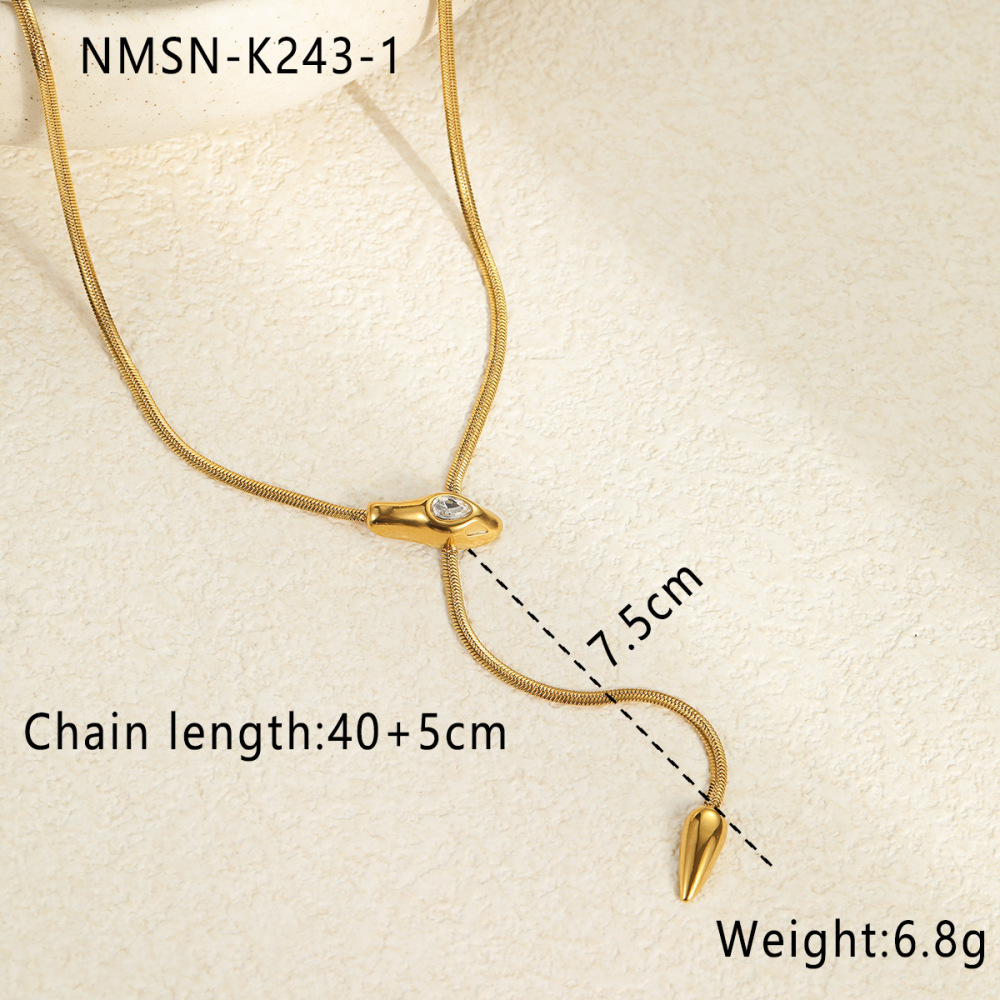 Colliers Pendentifs Pour Femmes En Acier Inoxydable, Style Rétro Animal, Étanches, Avec Zircon Image2
