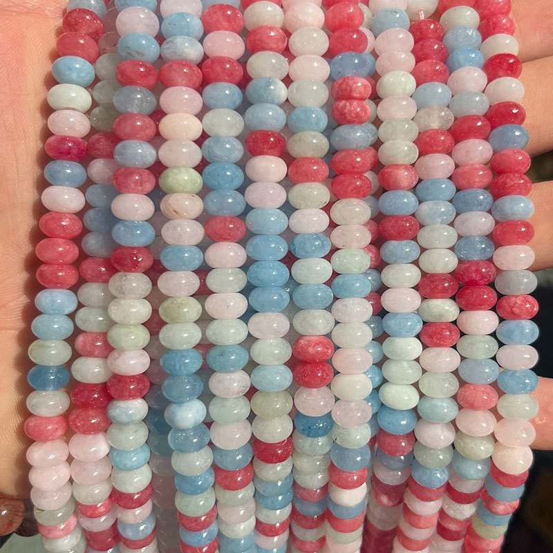 1 Chaîne De Perles Colorées En Pierre Naturelle (Taille Des Perles : 5 Mm X 8 Mm) h5Image2