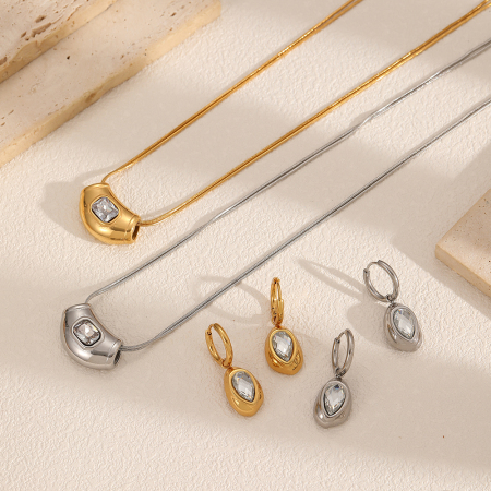 Ensemble de boucles d'oreilles géométriques en acier inoxydable couleur or de style Ins