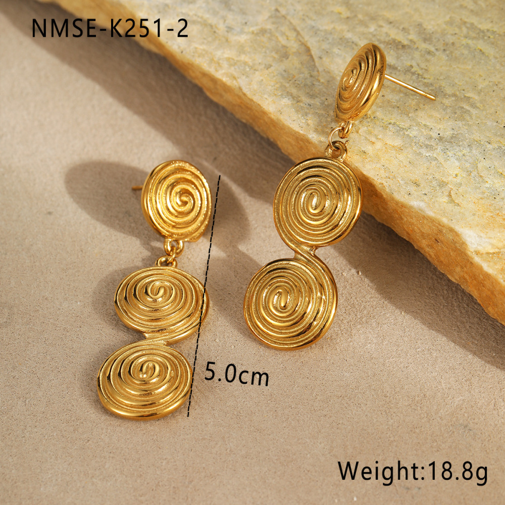 Boucles D'Oreilles Pendantes Pour Femme, Style Géométrique Simple, En Acier Inoxydable Étanche, Couleur Or (1 Paire).