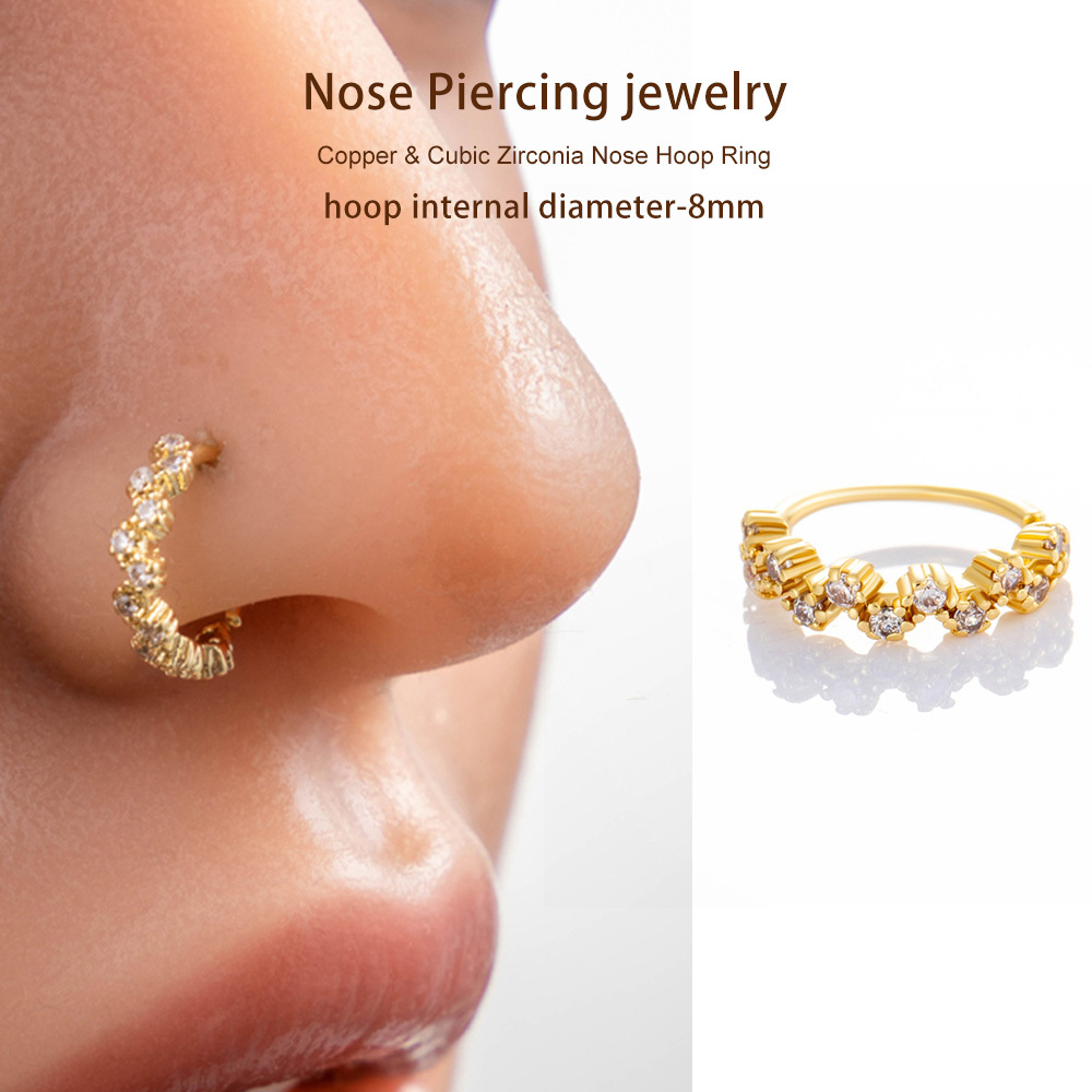 1 Pièce De Piercing De Nez En Zircon Couleur Cuivre Doré Image4
