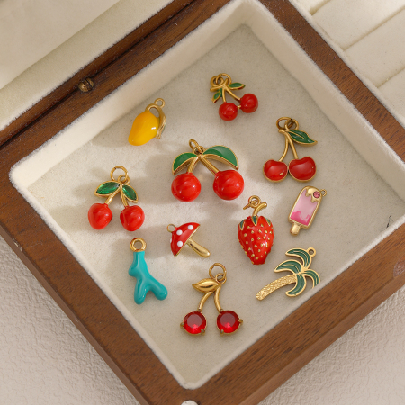Pendentifs DIY en acier inoxydable à motif de plantes de style Ins 2