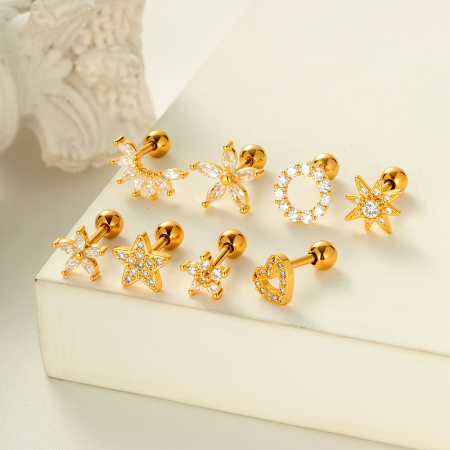 Boucles d'oreilles piercing en forme de cœur, couleur cuivre et or, 1 pièce