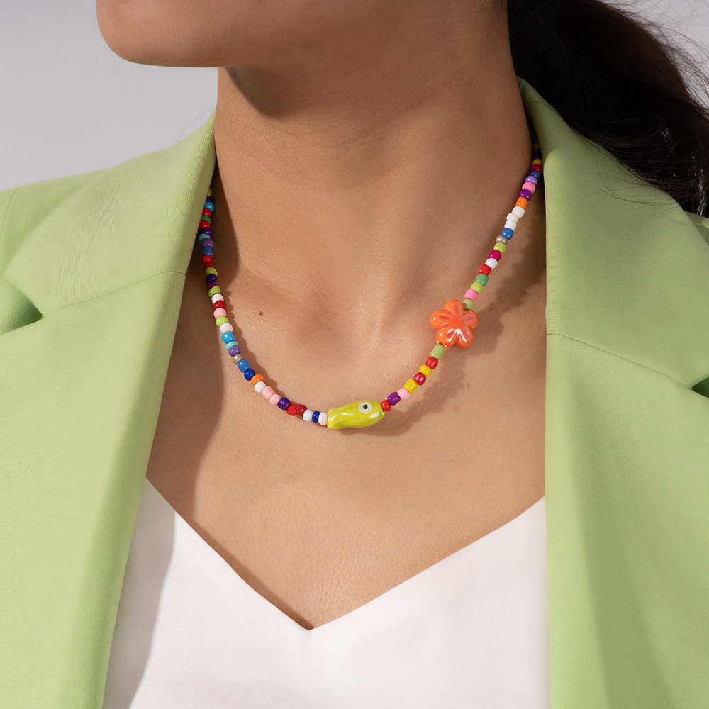 Colliers De Perles En Verre Colorées Pour Femmes Image6