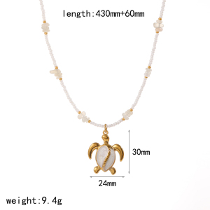 Colliers Avec Pendentifs En Acier Inoxydable Couleur Or Ins Style Oceanic h5 