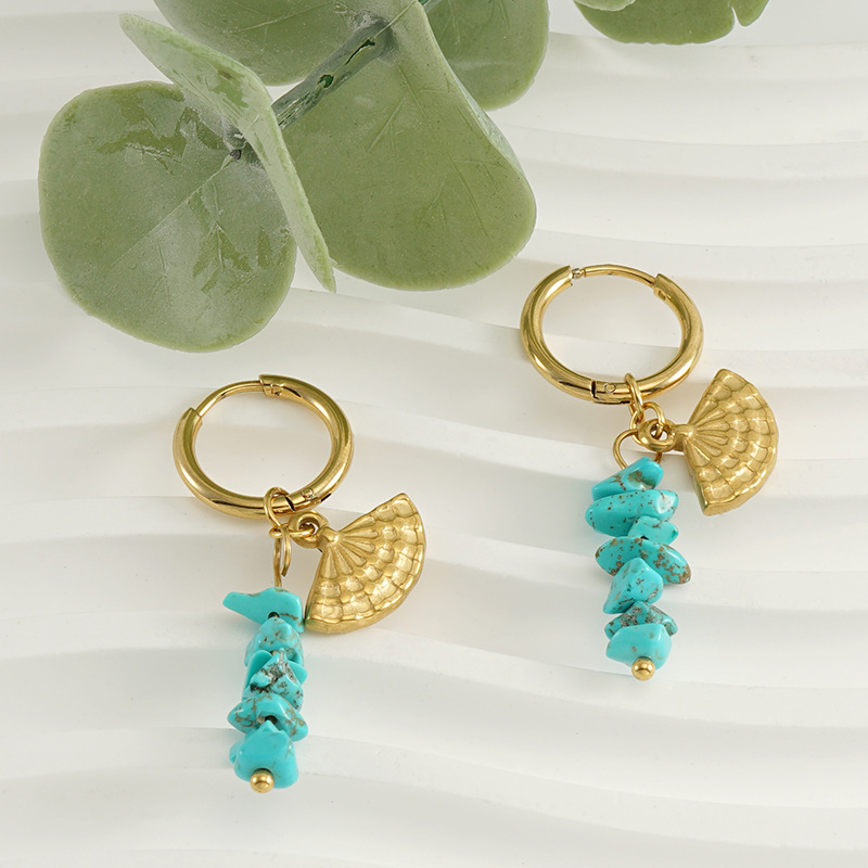 Boucles D'Oreilles Pendantes Classiques En Acier Inoxydable Étanche Couleur Or h5Image4