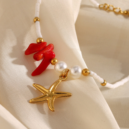Collier pendentif femme étanche en acier inoxydable, motif étoile de mer, collection romantique (1 pièce) 2