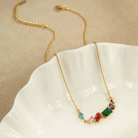 1 paire de colliers pendentifs géométriques simples pour femme, en acier inoxydable étanche, couleur or, à porter au quotidien 2