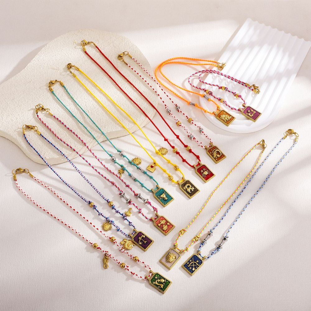 1 Paire De Colliers Pendentifs Pour Femmes, Collection Romantique Rétro Géométrique En Acier Inoxydable, Couleur Or, Étanches Image2