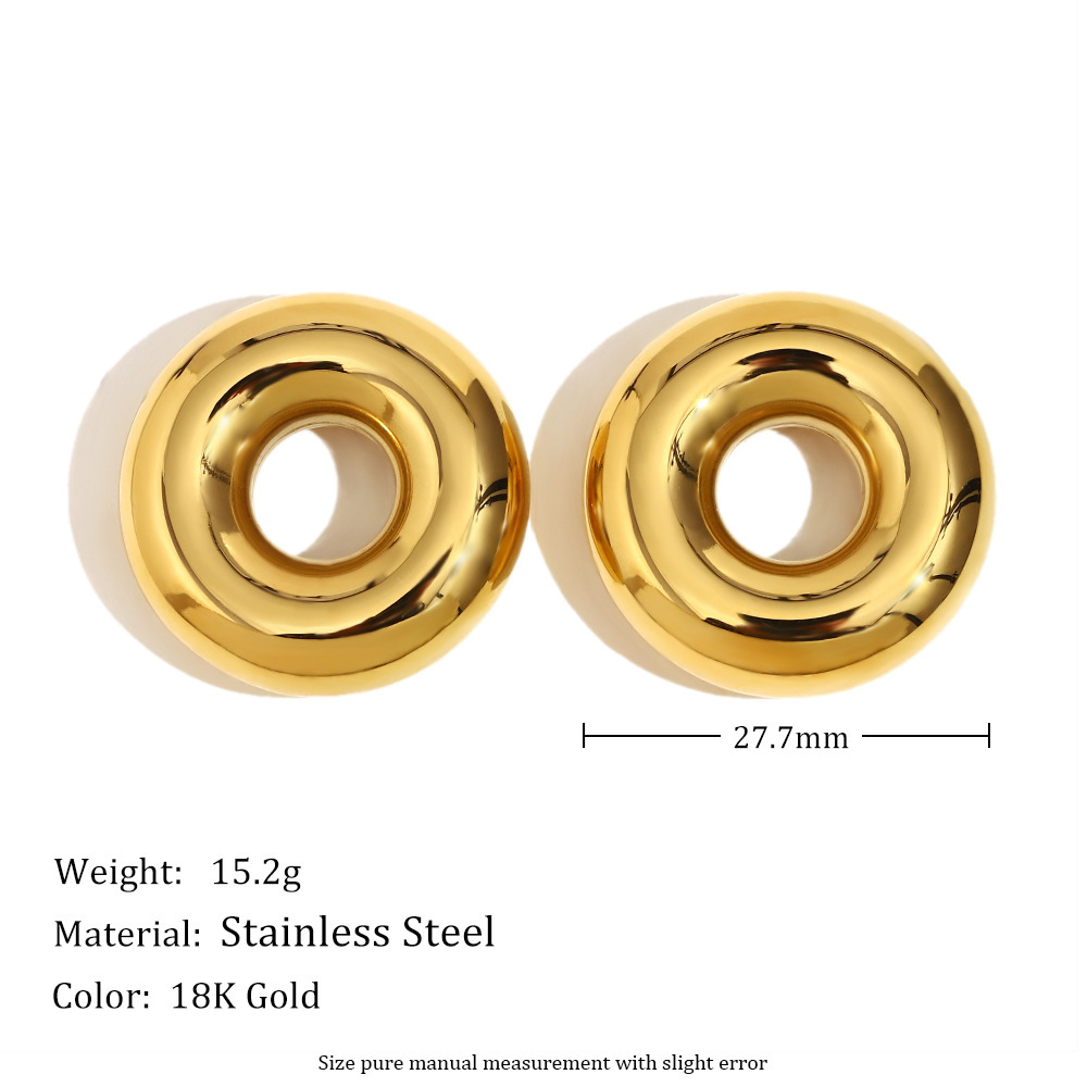 Boucles D'Oreilles Puces Élégantes Géométriques En Acier Inoxydable Imperméable Pour Femme (1 Pièce) 