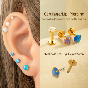 Boucles D'Oreilles Piercing En Acier Inoxydable Étanche Couleur Or (1 Pièce) h5 Image3