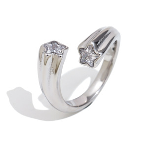Bague Pour Femme En Acier Inoxydable Étanche, Ornée De Pierres Précieuses (1 Pièce), Collection Simple Series, À Porter Au Quotidien. h5 Image3