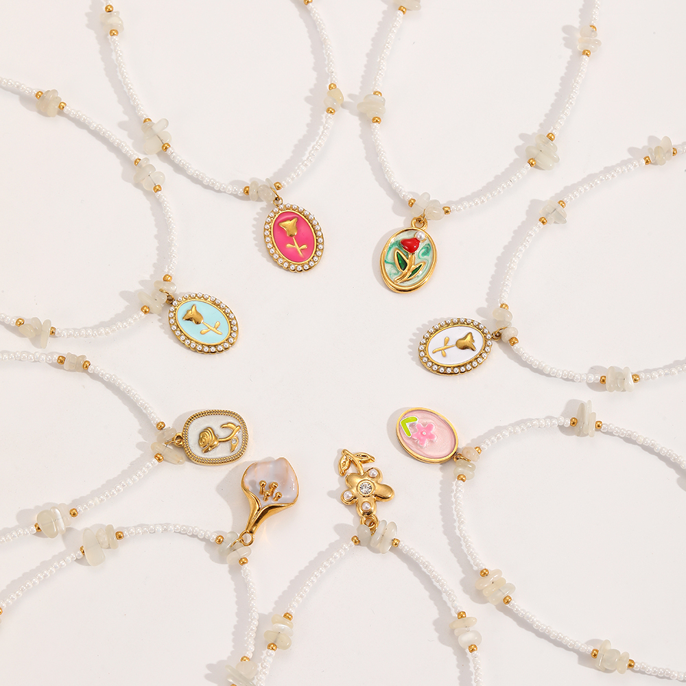 Colliers Pendentifs Romantiques En Acier Inoxydable Étanche Couleur Or Image4