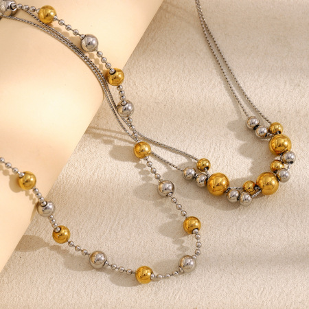 Colliers de perles pour femmes en acier inoxydable imperméable de couleurs mélangées, collection Simple Series Fashion OL