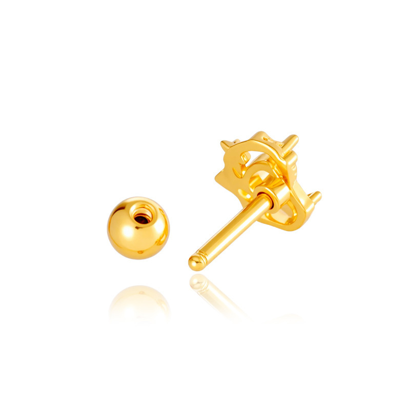 1 Pièce De Boucles D'Oreilles Piercing Pour Femme En Forme De Cœur Simple, Couleur Cuivre Et Or, Zircone h5Image8