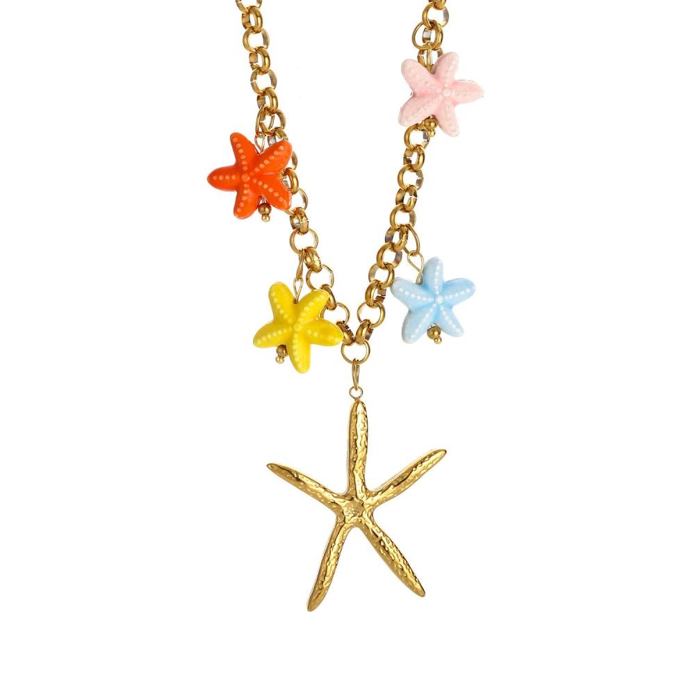 1 Paire De Colliers Pendentifs Pour Femmes, Collection Luxueuse « Tortue De Vacances », En Acier Inoxydable Étanche Couleur Or 