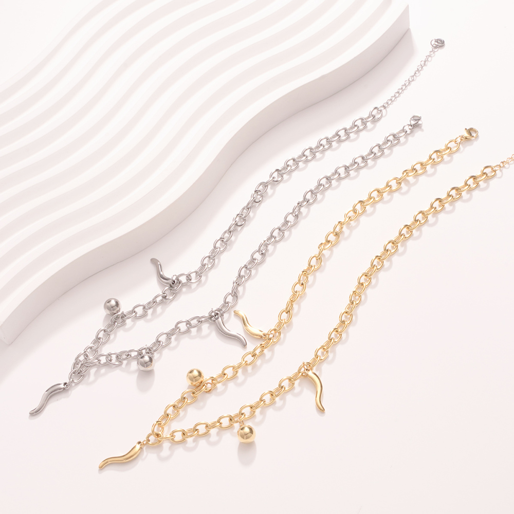 Colliers Pendentifs Pour Femmes En Acier Inoxydable Étanche, Forme Chic Et Décontractée, Couleur Or Image3