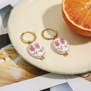 Boucles D'Oreilles Pendantes En Céramique Dorée Avec Des Animaux Mignons h5 Image3