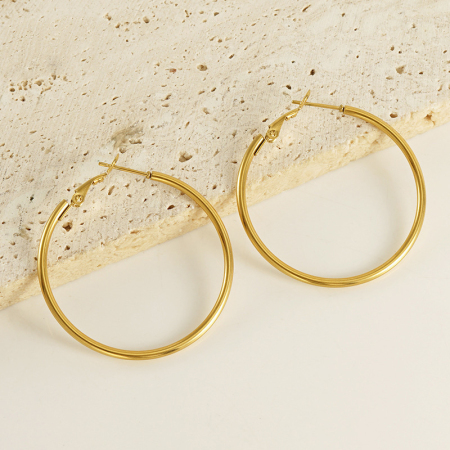Boucles d'oreilles créoles classiques en acier inoxydable étanche couleur or
