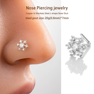 1 Piercing De Nez Flocon De Neige En Cuivre Doré Et Zircon Pour Femme h5 Image6